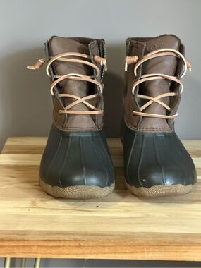 Sperry Brown Leather Upper with Black Rubber Lower Duck Boots